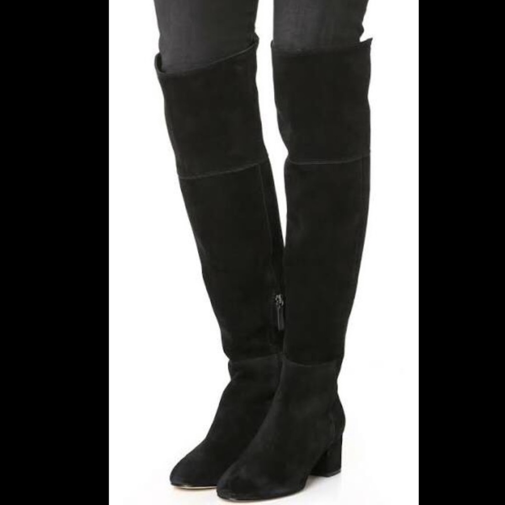 Club Monaco Black Suede Knee High Boots Heels Women's Boots (size 7)